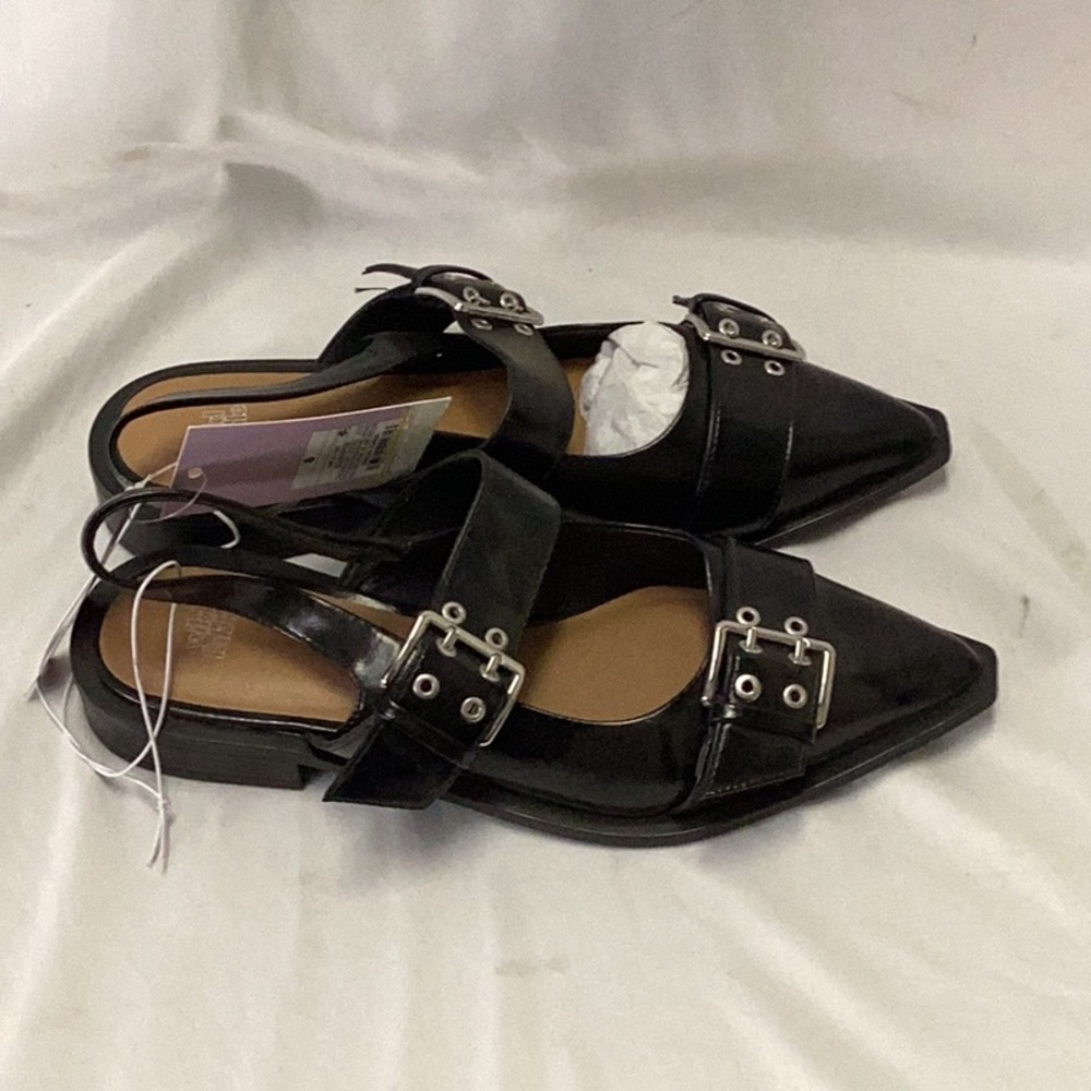 Peyton Double Buckle Slingback Flats Memory Foam Insole - Wild Fable - black - Picture 5 of 7